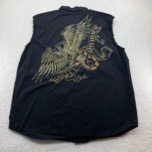 Harley Davidson Vest Men's 2XL Black Button Up Eagle Snake Embroidered RARE!!!
